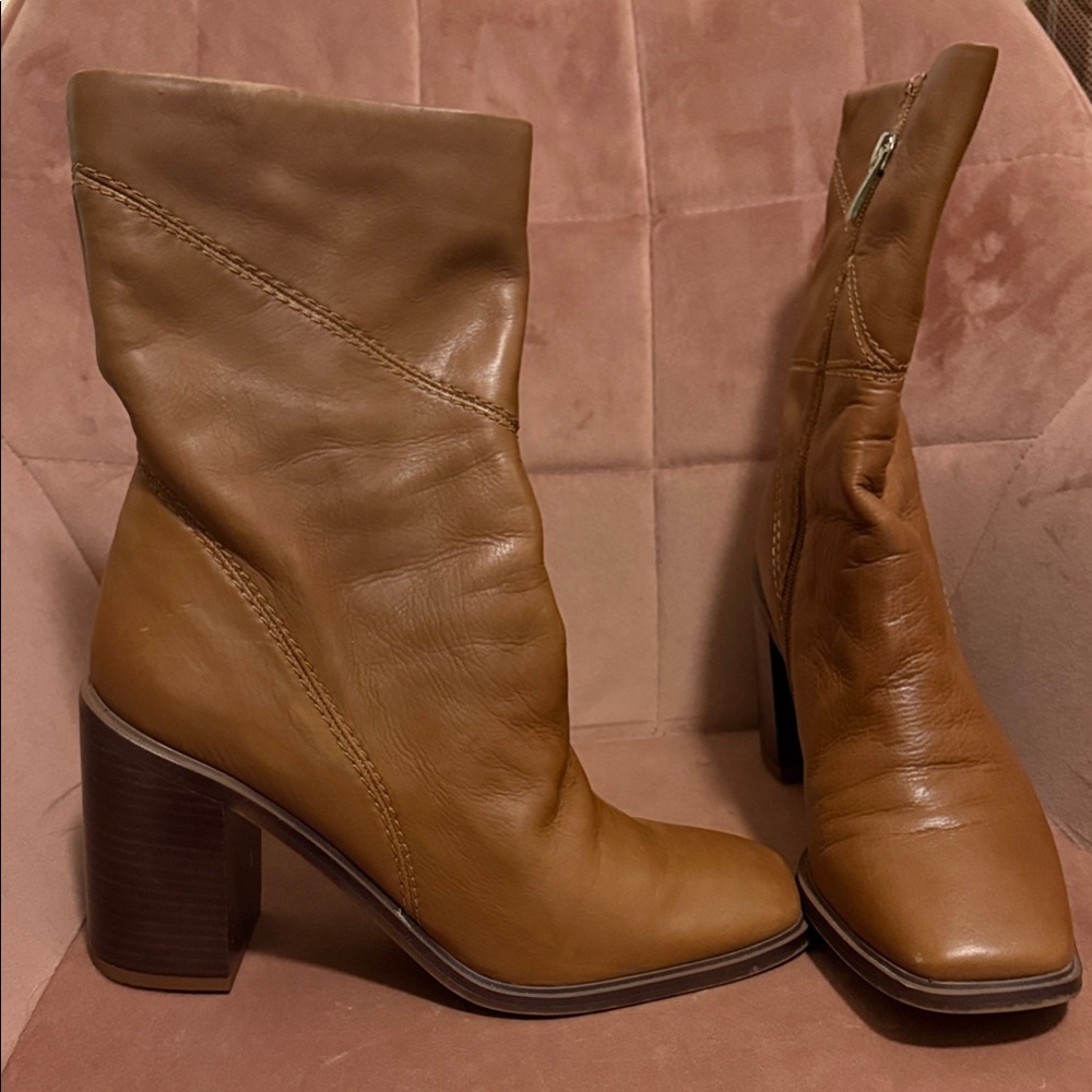 Franco Sarto Brown Leather Heeled Boots
